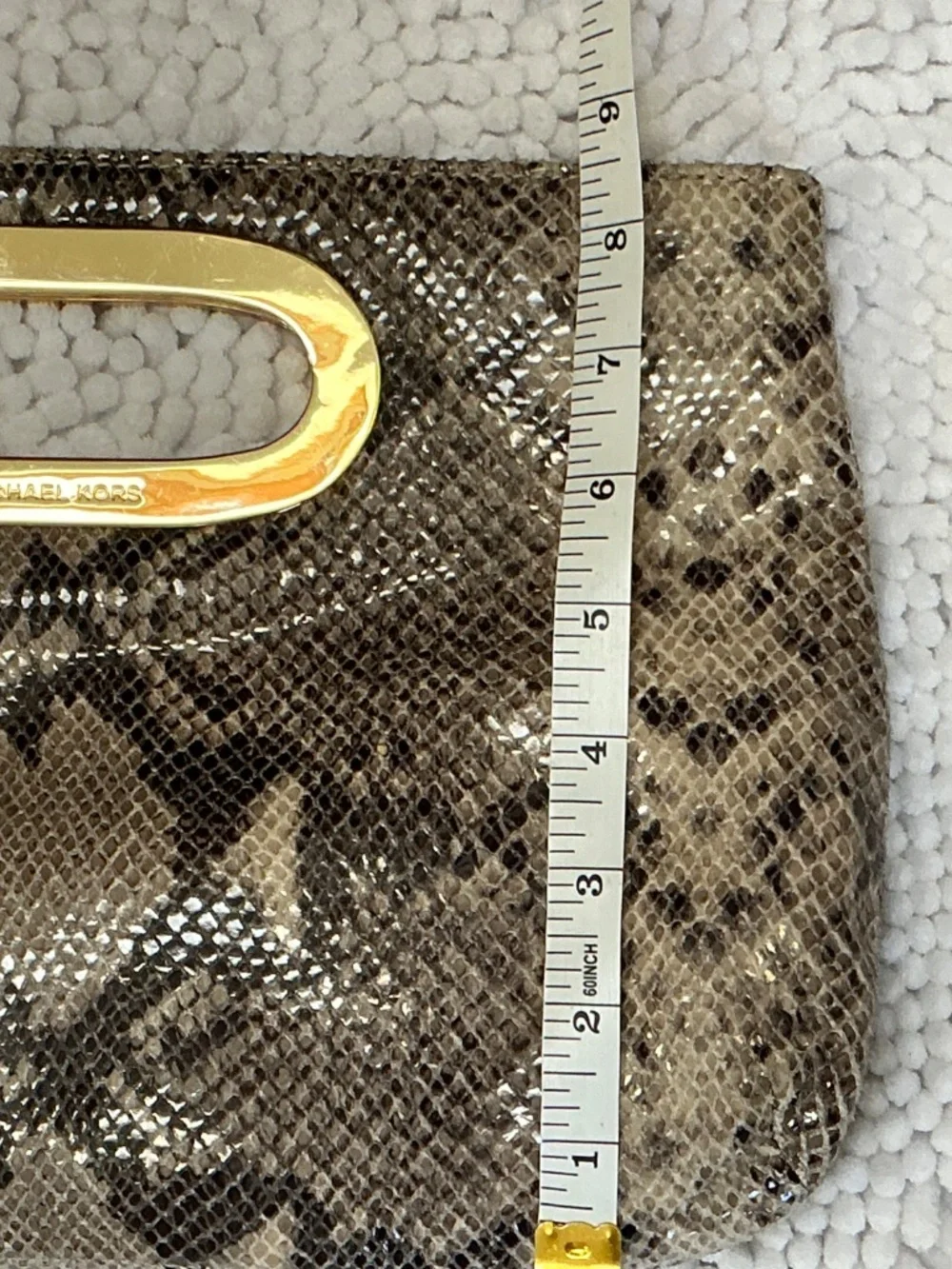 Michael Kors Snakeskin Embossed Clutch NWOT Gold Hardware 13x8.5 w Dust bag